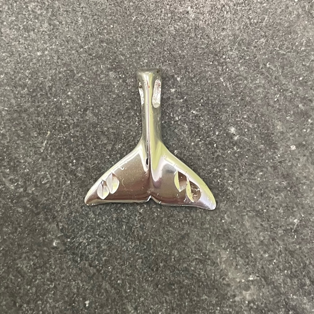 Vintage Sterling  Silver Whale Tail Bracelet Charm